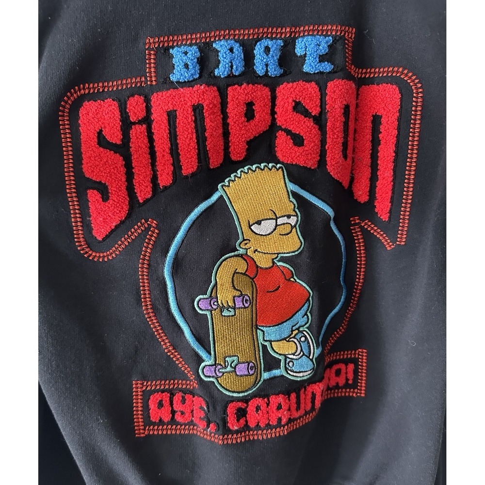 BART Simpson Hoodie Black Eat My Shorts Embroidered Black Youth 10/12 Medium